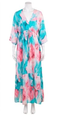 NEW GIGI MODA primavera maxi dress in turquoise/pink